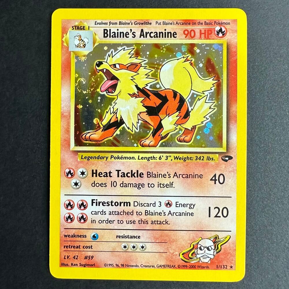 Pokemon TCG Blaine's Arcanine Gym Challenge 001/132 Holo Rare NM Unlimited